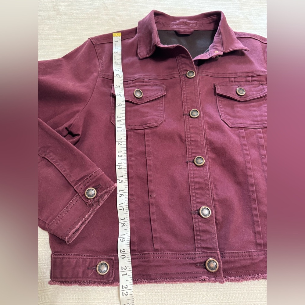 Denim Fueled Berry Plum Button-Front Jean Jacket - Picture 7 of 7